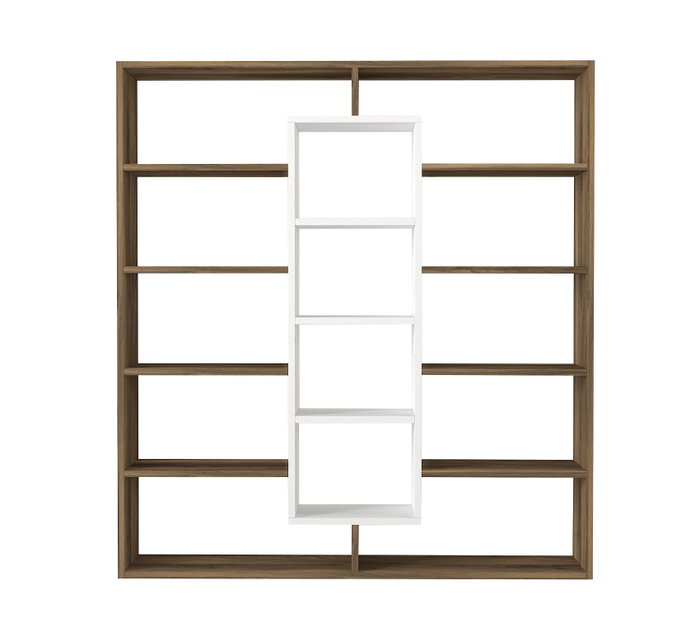 Hanah Home Estantería Escandinava Nogal y Blanco 125x135.7x22 cm